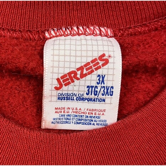 Vintage Blank Sweatshirt Mens Red Jerzees USA 90s Crewneck Pullover Sweater 3XL - Picture 2 of 5